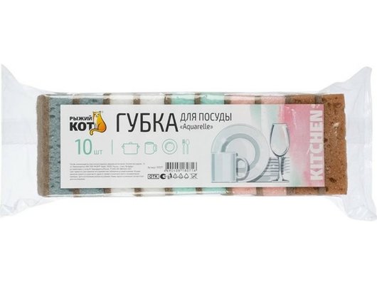 Средства по уходу за кухней РЫЖИЙ КОТ 310577 Губка для посуды 10шт.